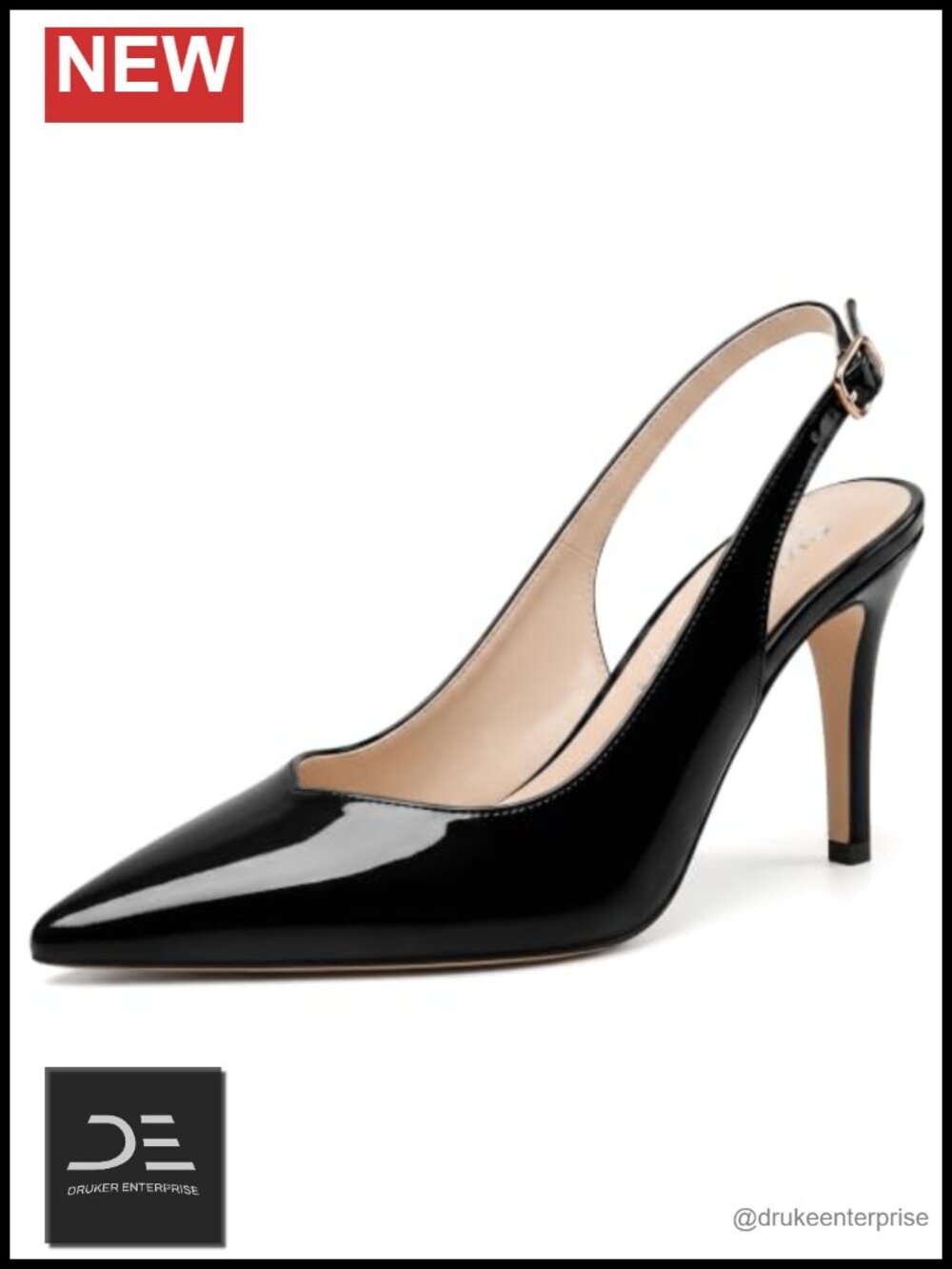 Women's Slingback Pumps Pointed Toe Stiletto Heels Patent